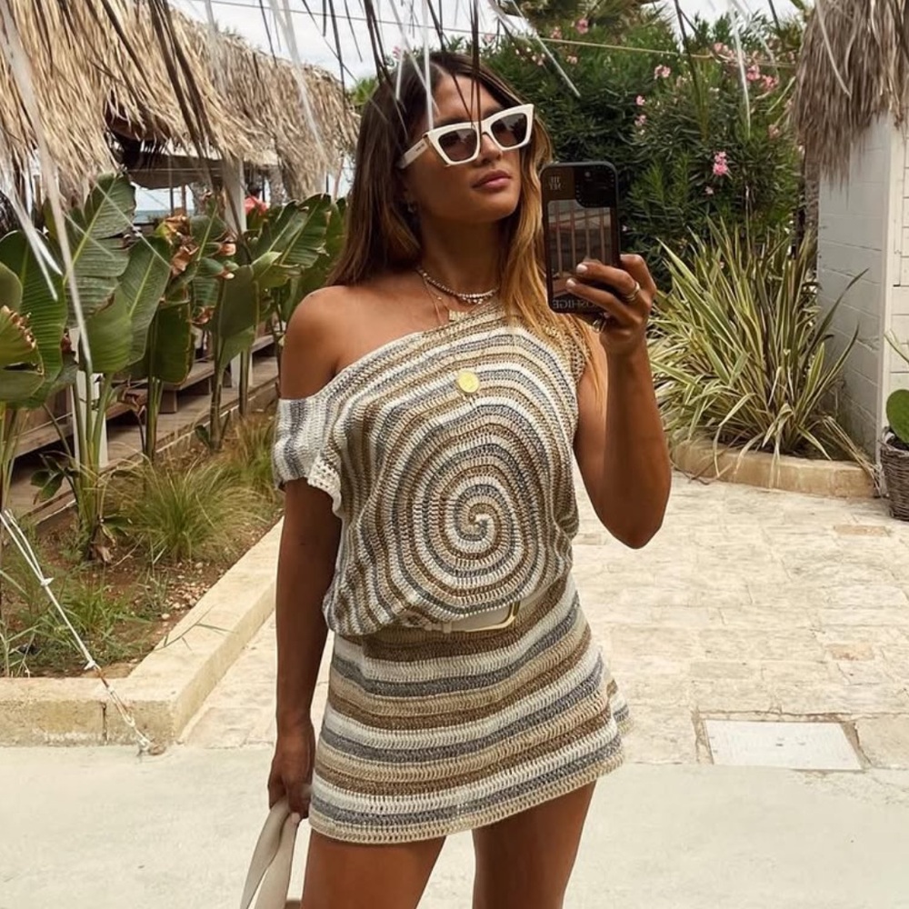 Rose Carmine crochet mini dress